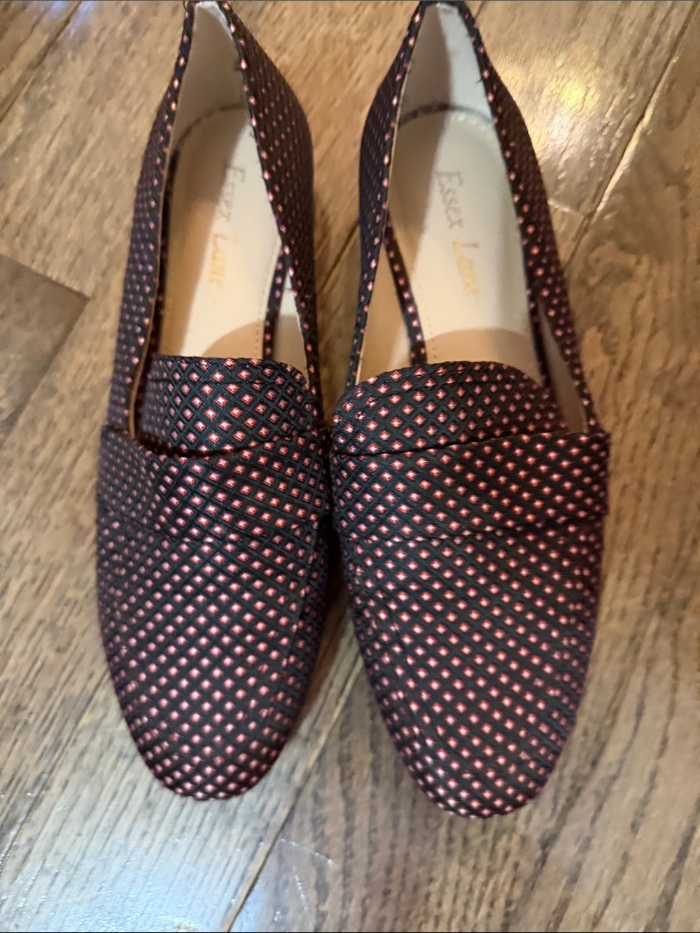 Essex Lane Patterned Black and Pink Womens Loafers size 6.5